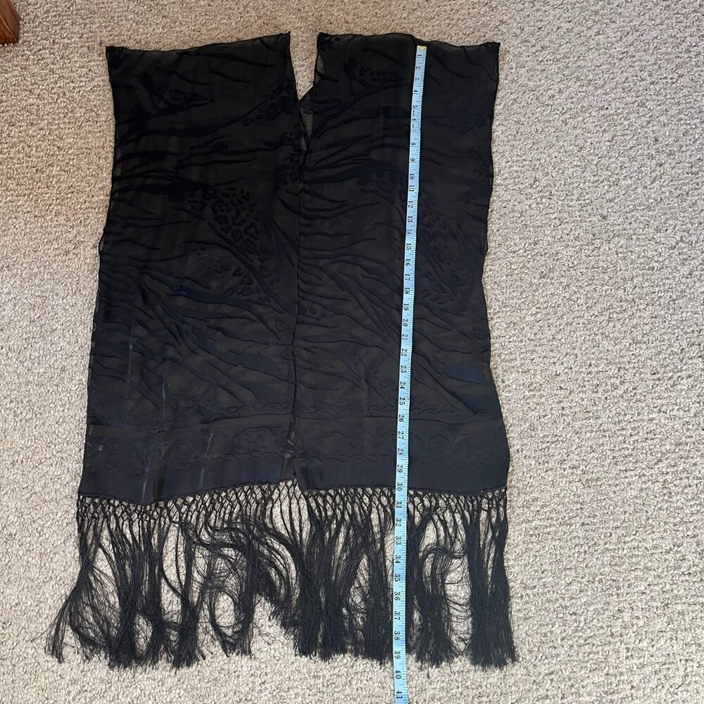 Black Velvet Burnout Kimono Wrap, One Size - Picture 8 of 12